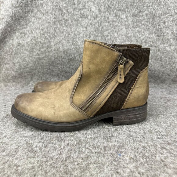 ✅Womens 9 Earth Jordan Stone Ankle Boots Brown Leather Side Zipper PEELING LINER - Picture 10 of 14